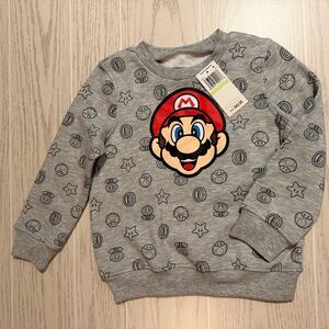 Super Mario Bros Boys Graphic Sweatshirt Gray Crewneck Size 4 NEW